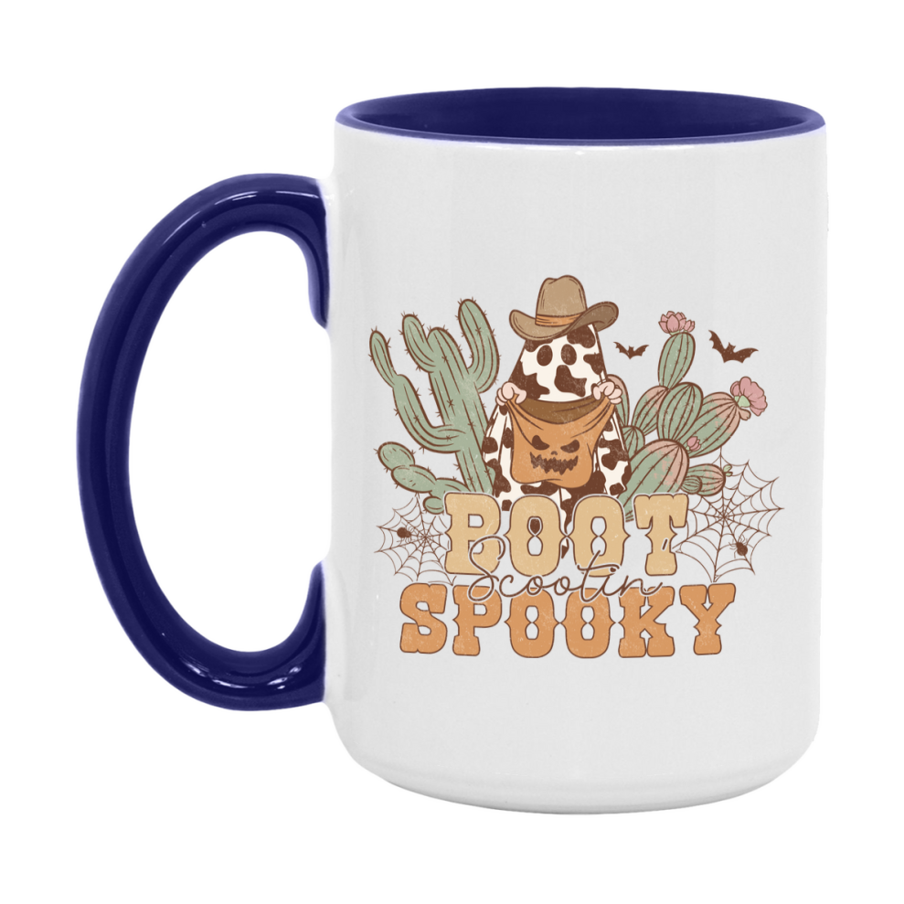 Western Halloween Mug, Cute Retro Western Halloween Coffee Cup, 11Oz Or 15Oz White Ceramic Mug