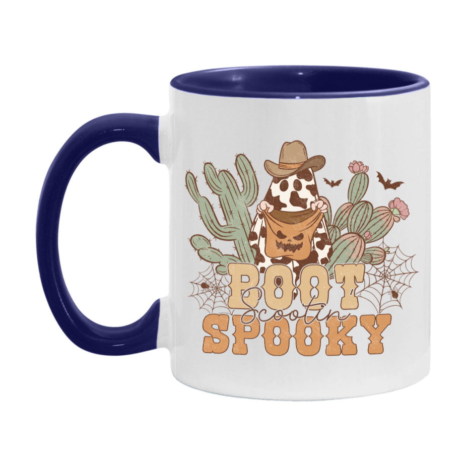 Western Halloween Mug, Cute Retro Western Halloween Coffee Cup, 11Oz Or 15Oz White Ceramic Mug