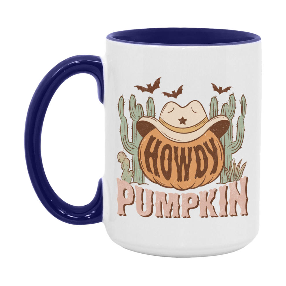 Western Halloween Mug, Cute Retro Western Halloween Coffee Cup, 11Oz Or 15Oz White Ceramic Mug