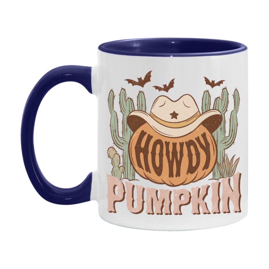 Western Halloween Mug, Cute Retro Western Halloween Coffee Cup, 11Oz Or 15Oz White Ceramic Mug