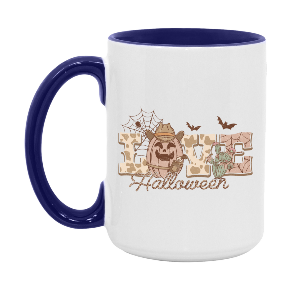 Western Halloween Mug, Cute Retro Western Halloween Coffee Cup, 11Oz Or 15Oz White Ceramic Mug