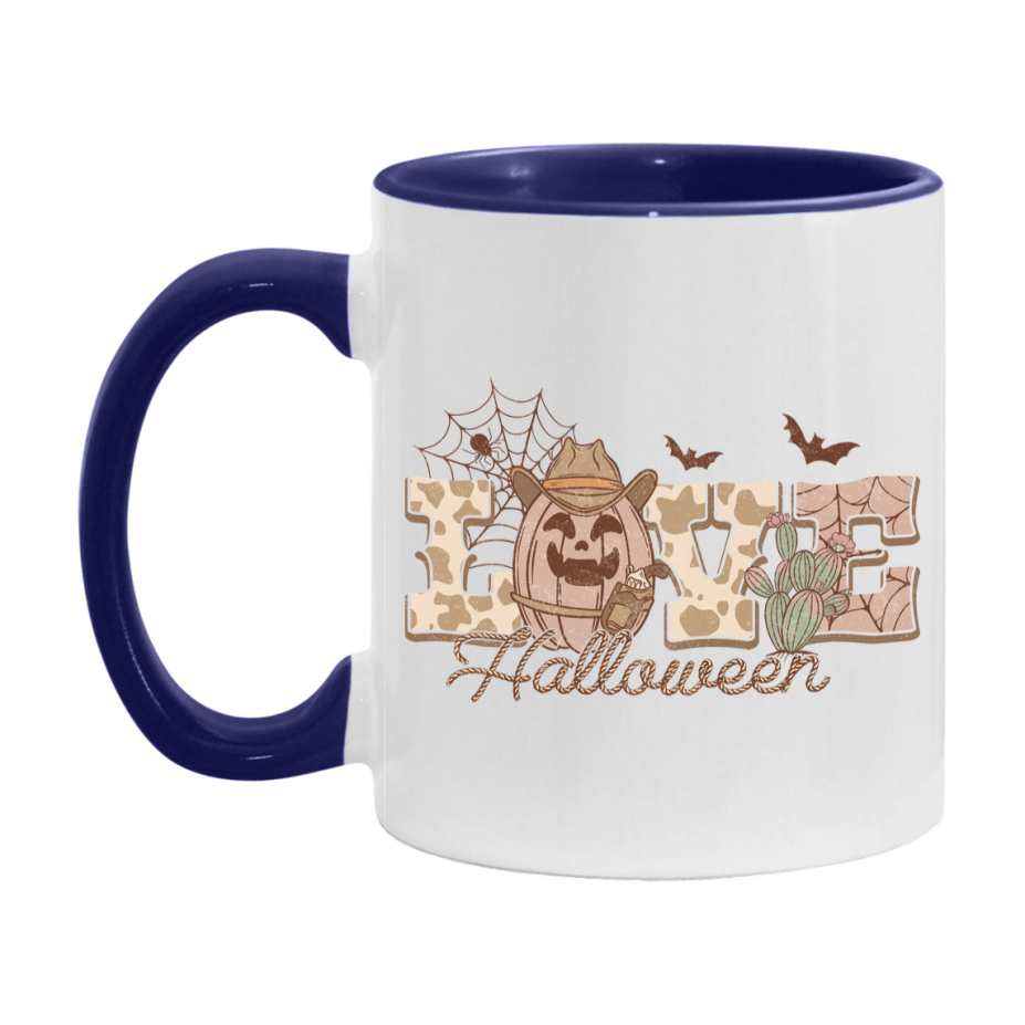 Western Halloween Mug, Cute Retro Western Halloween Coffee Cup, 11Oz Or 15Oz White Ceramic Mug
