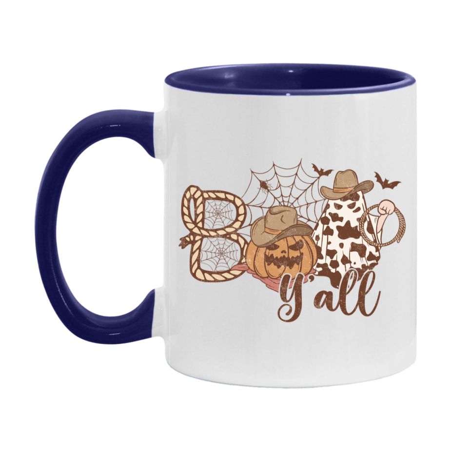 Western Halloween Mug, Cute Retro Western Halloween Coffee Cup, 11Oz Or 15Oz White Ceramic Mug
