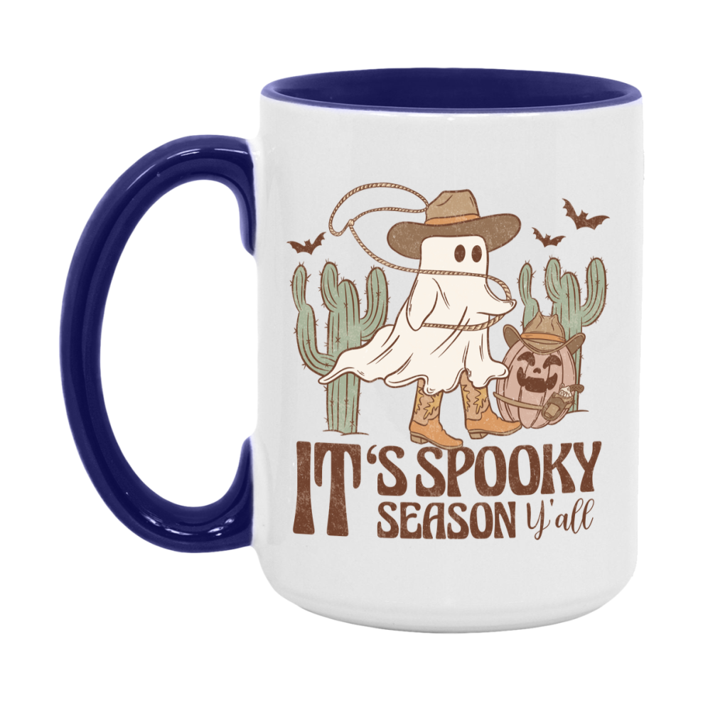 Western Halloween Mug, Cute Retro Western Halloween Coffee Cup, 11Oz Or 15Oz White Ceramic Mug