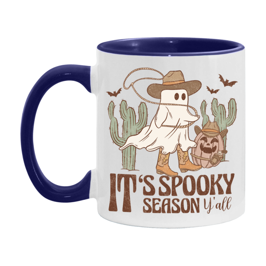 Western Halloween Mug, Cute Retro Western Halloween Coffee Cup, 11Oz Or 15Oz White Ceramic Mug