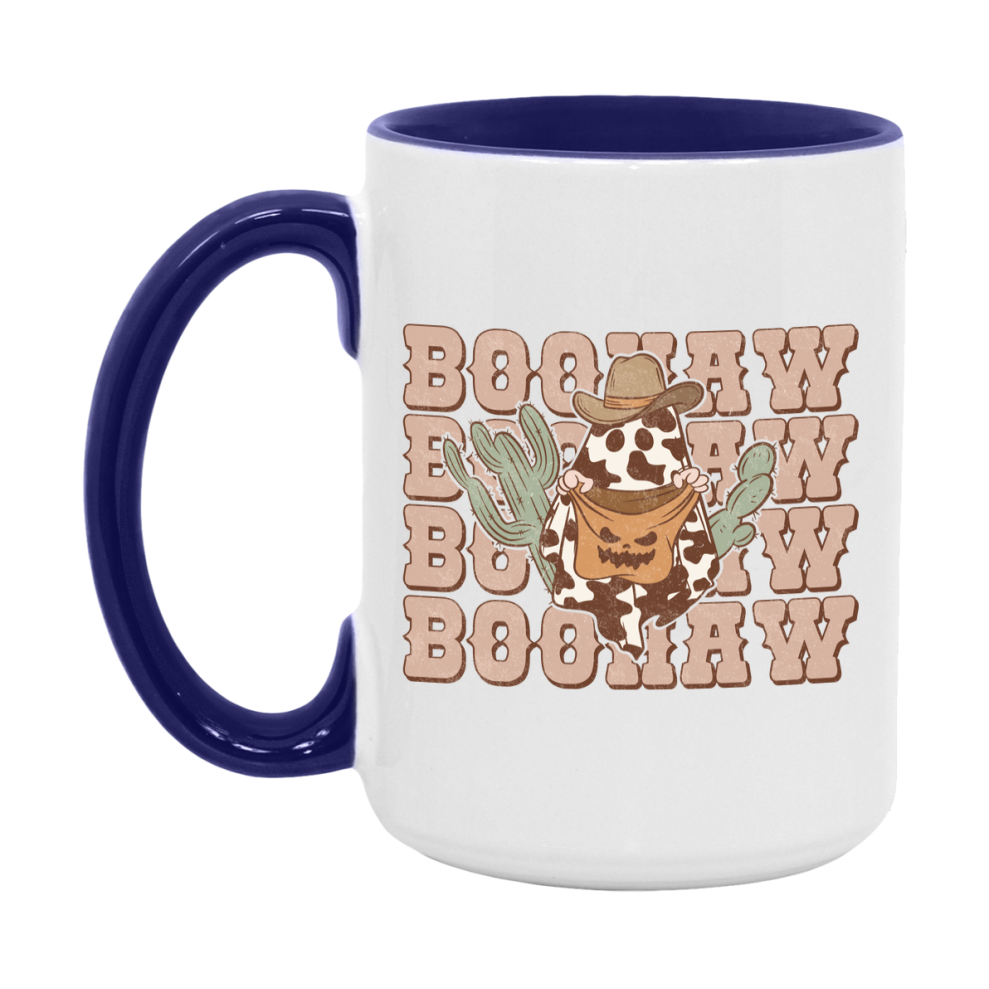 Western Halloween Mug, Cute Retro Western Halloween Coffee Cup, 11Oz Or 15Oz White Ceramic Mug