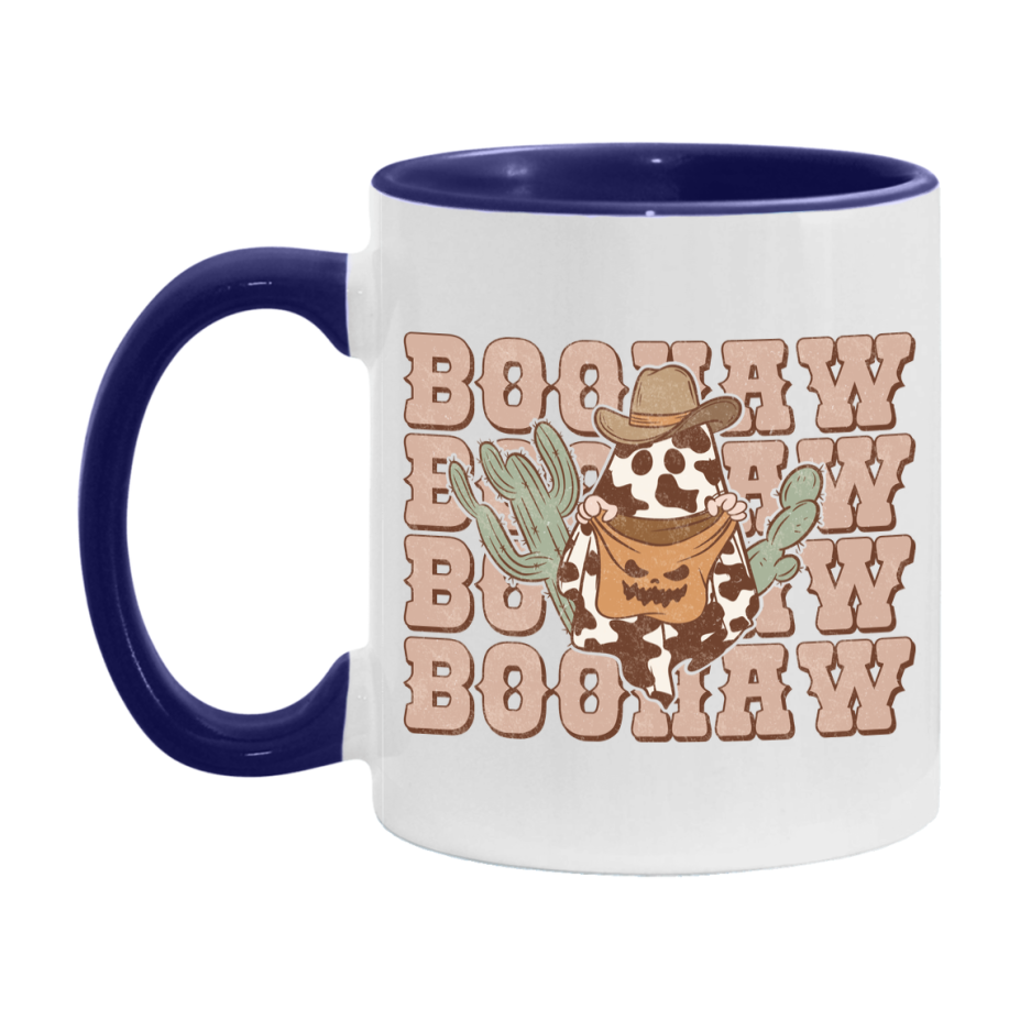Western Halloween Mug, Cute Retro Western Halloween Coffee Cup, 11Oz Or 15Oz White Ceramic Mug