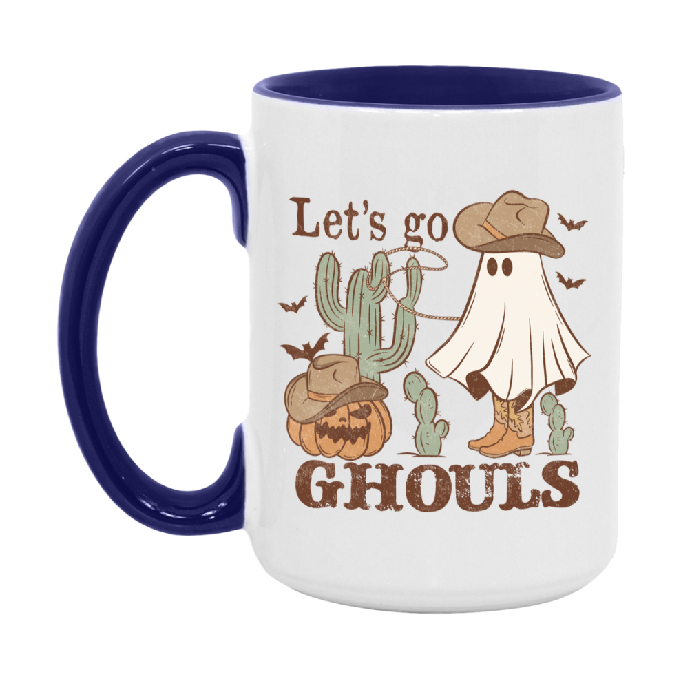 Western Halloween Mug, Cute Retro Western Halloween Coffee Cup, 11Oz Or 15Oz White Ceramic Mug