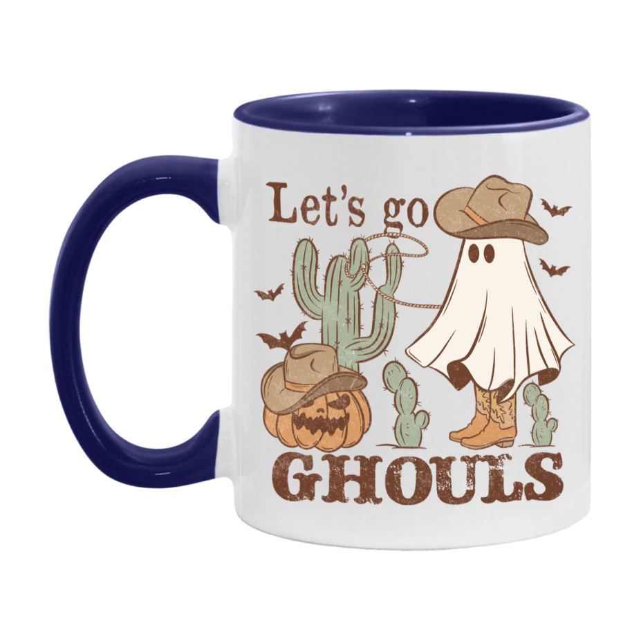 Western Halloween Mug, Cute Retro Western Halloween Coffee Cup, 11Oz Or 15Oz White Ceramic Mug