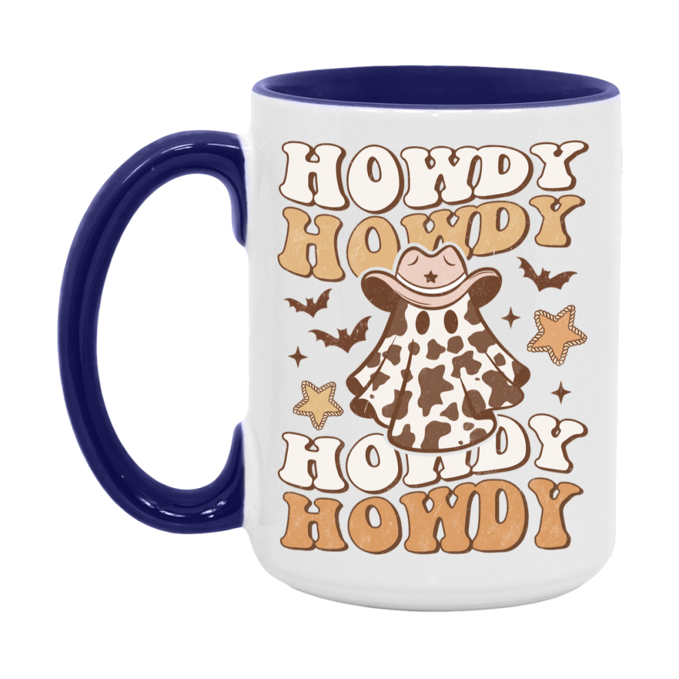 Western Halloween Mug, Cute Retro Western Halloween Coffee Cup, 11Oz Or 15Oz White Ceramic Mug