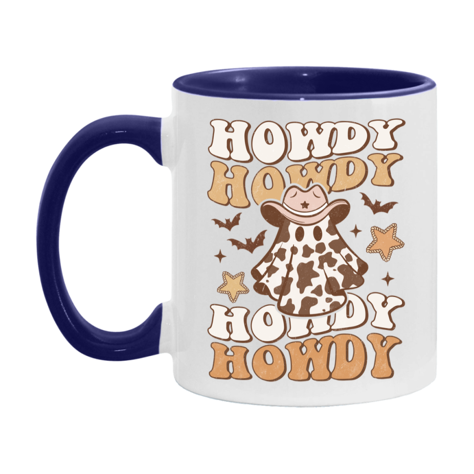 Western Halloween Mug, Cute Retro Western Halloween Coffee Cup, 11Oz Or 15Oz White Ceramic Mug