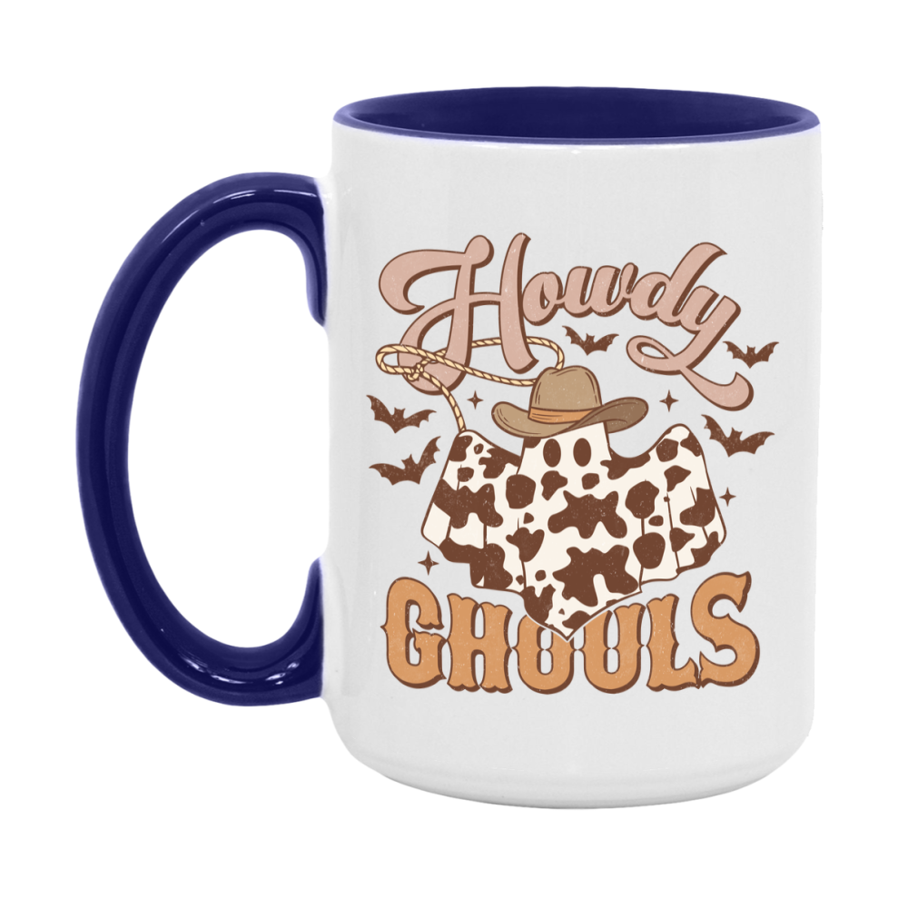 Western Halloween Mug, Cute Retro Western Halloween Coffee Cup, 11Oz Or 15Oz White Ceramic Mug