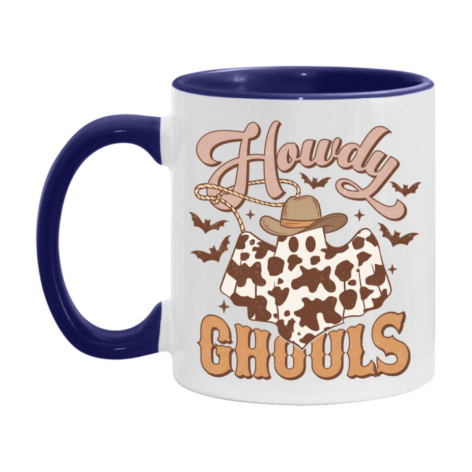 Western Halloween Mug, Cute Retro Western Halloween Coffee Cup, 11Oz Or 15Oz White Ceramic Mug