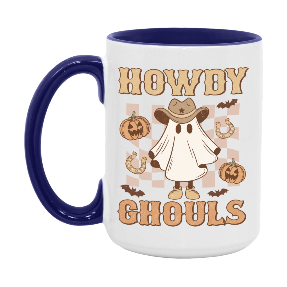 Western Halloween Mug, Cute Retro Western Halloween Coffee Cup, 11Oz Or 15Oz White Ceramic Mug