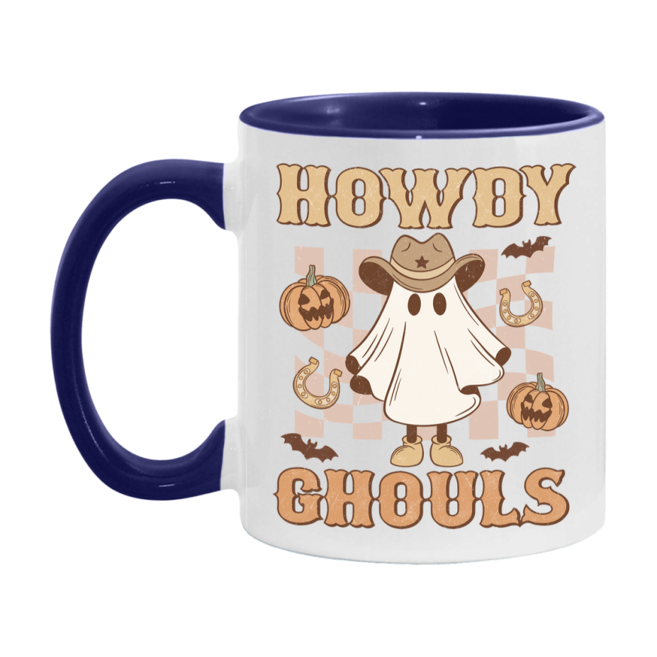 Western Halloween Mug, Cute Retro Western Halloween Coffee Cup, 11Oz Or 15Oz White Ceramic Mug