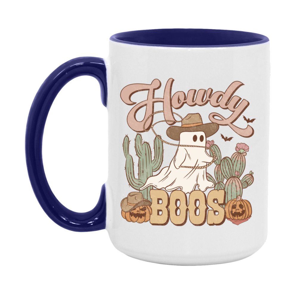 Western Halloween Mug, Cute Retro Western Halloween Coffee Cup, 11Oz Or 15Oz White Ceramic Mug