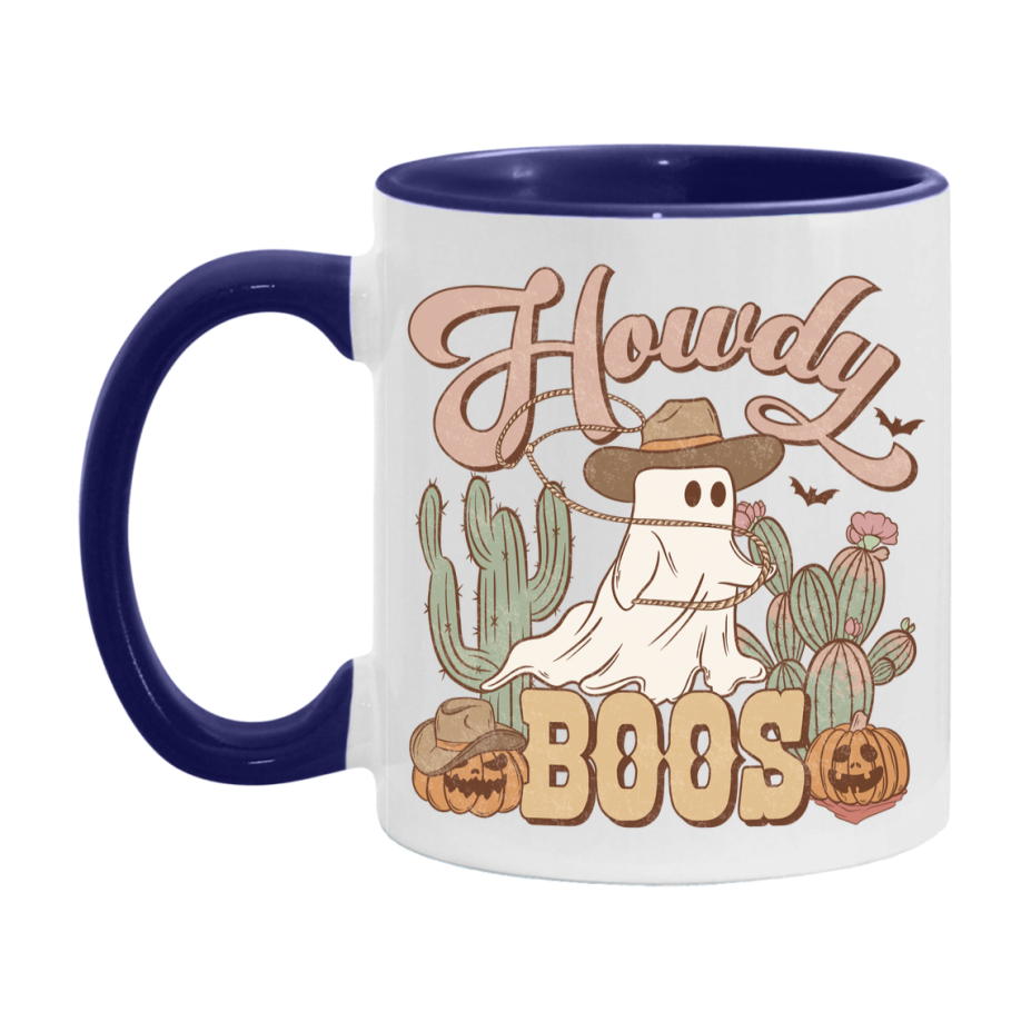 Western Halloween Mug, Cute Retro Western Halloween Coffee Cup, 11Oz Or 15Oz White Ceramic Mug