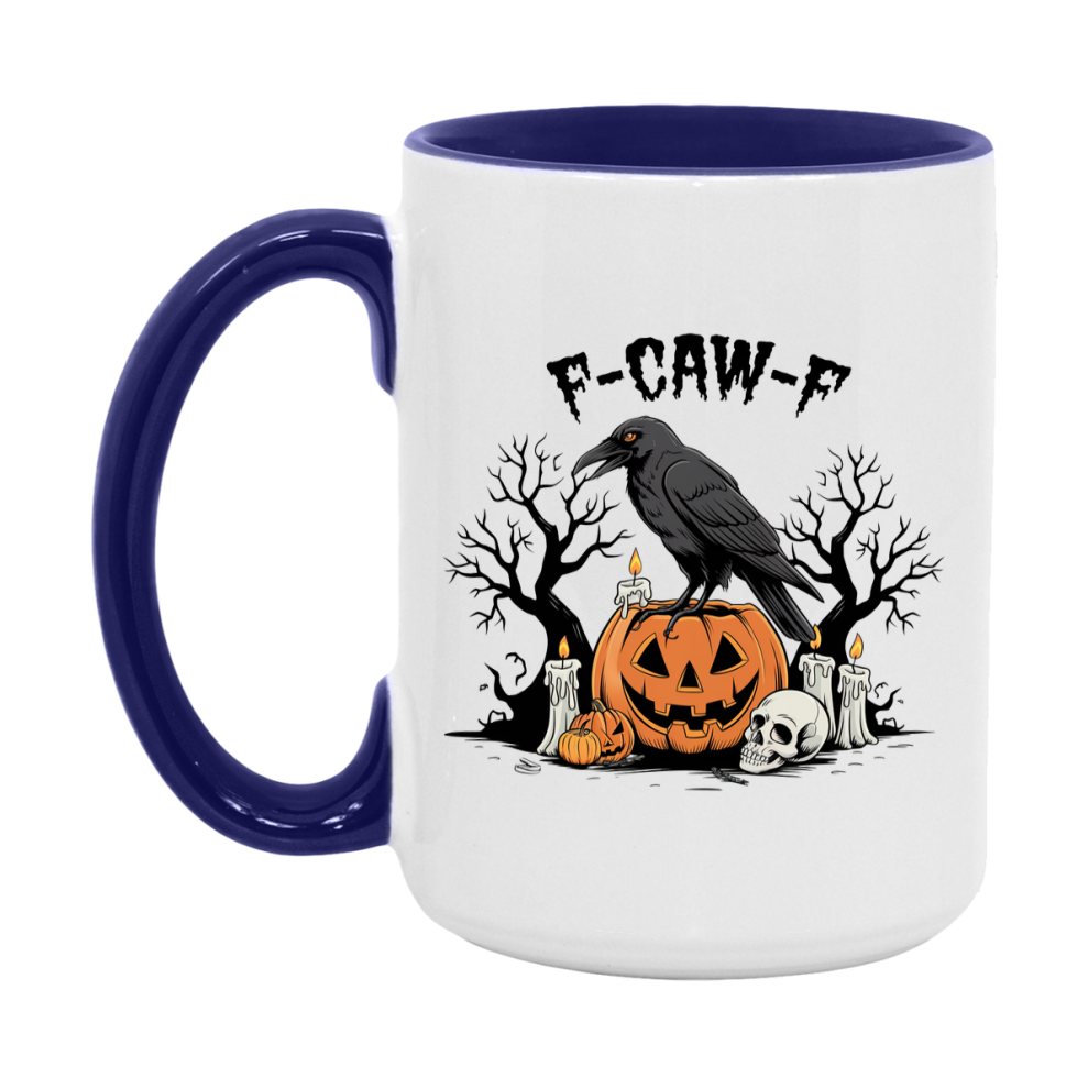 F-Caw-F Mug, Funny Crow Mug, Trendy Fcawf Coffee Cup, 11Oz Or 15Oz White Ceramic Cup