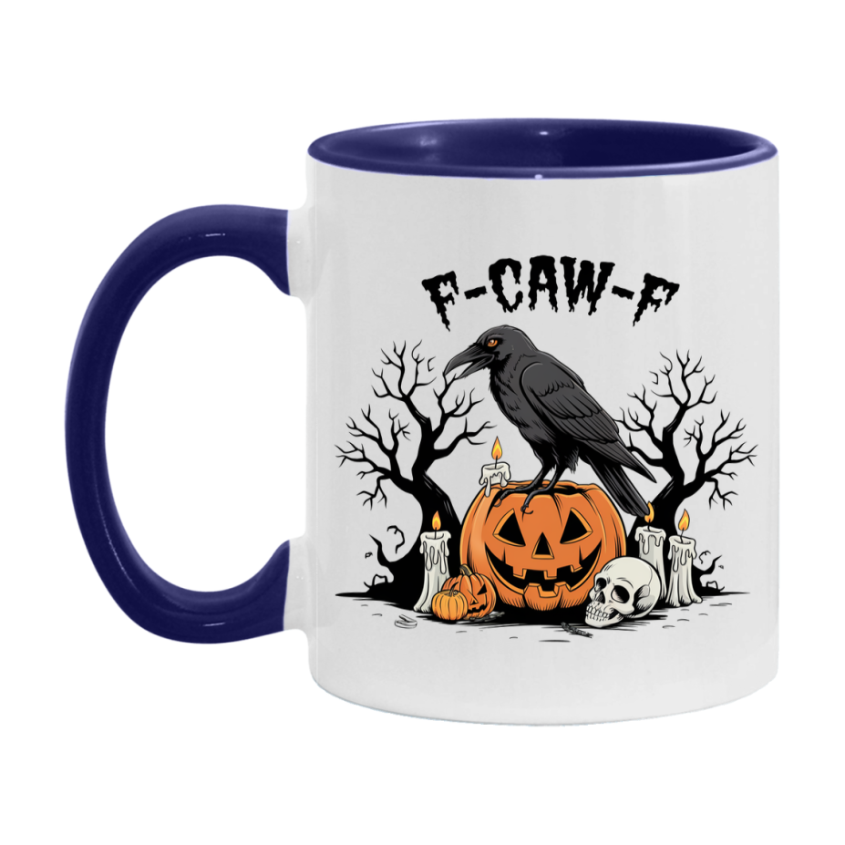 F-Caw-F Mug, Funny Crow Mug, Trendy Fcawf Coffee Cup, 11Oz Or 15Oz White Ceramic Cup