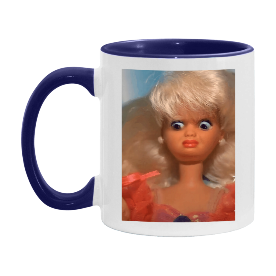Disgusted Doll Face Mug, Funny Doll Face Meme Coffee Cup