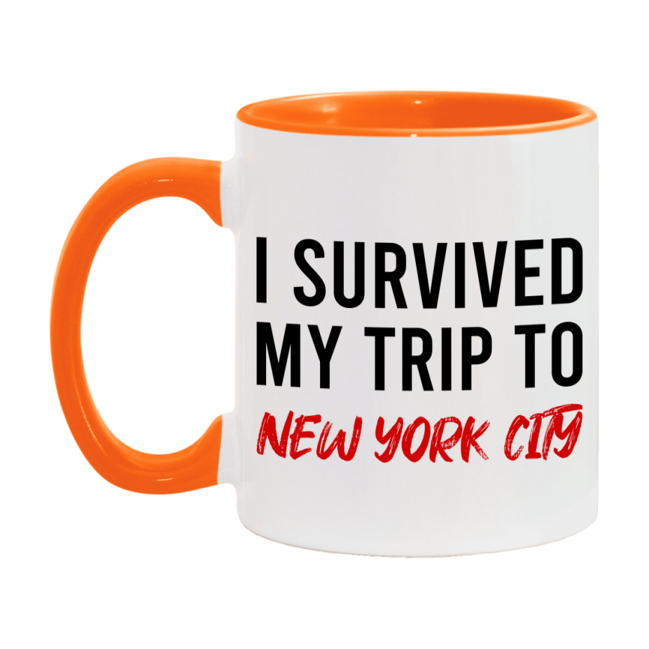 Funny Travel Mug – I Survived My Trip to New York New York City, 11oz or 15oz White Ceramic Coffee Mug, Novelty Travel Gift