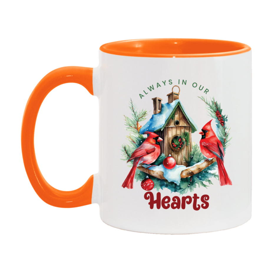 Red Cardinal Mug – Northern Red Cardinal Christmas Mug with Heartfelt Message, 11oz or 15oz White Ceramic Coffee Cup