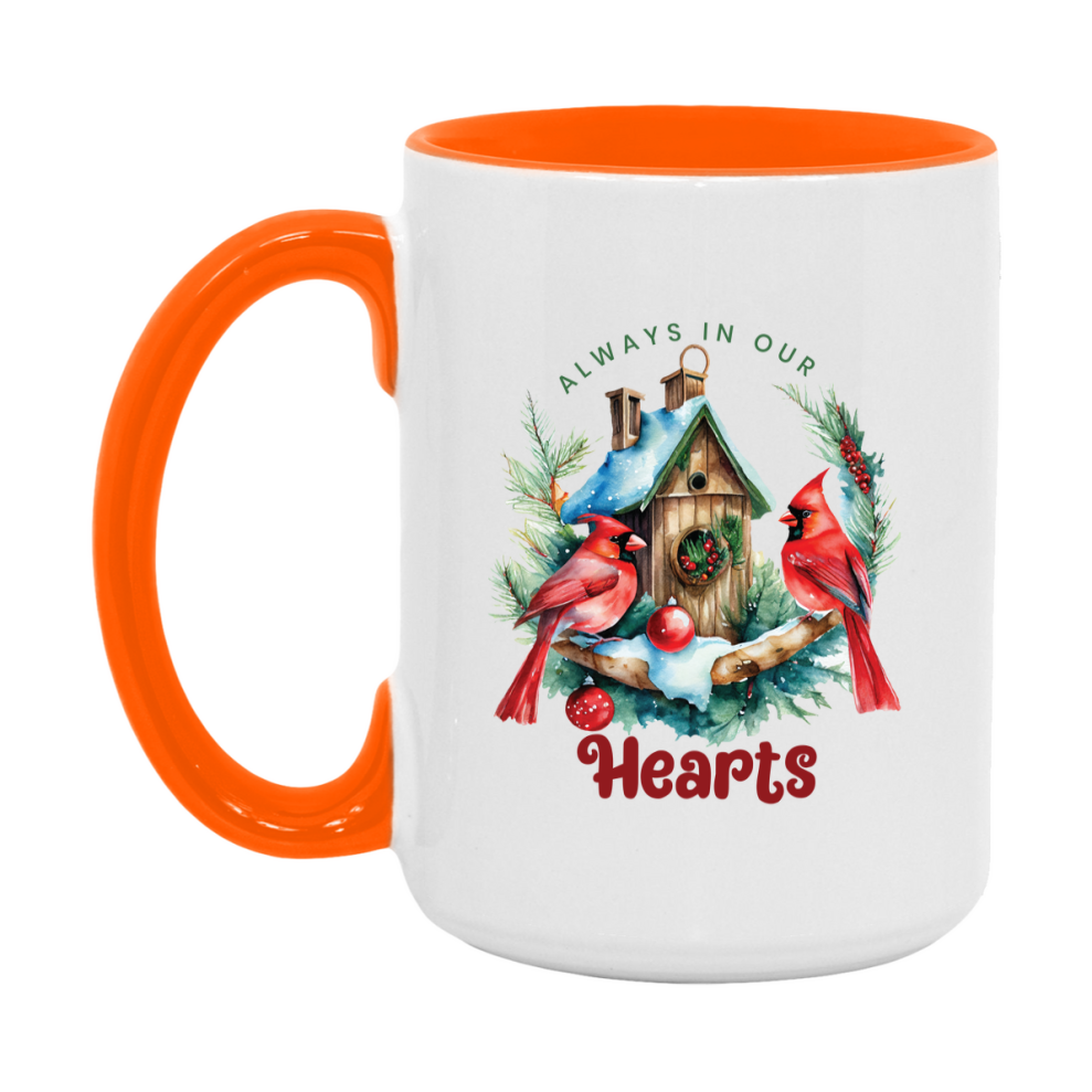 Red Cardinal Mug – Northern Red Cardinal Christmas Mug with Heartfelt Message, 11oz or 15oz White Ceramic Coffee Cup