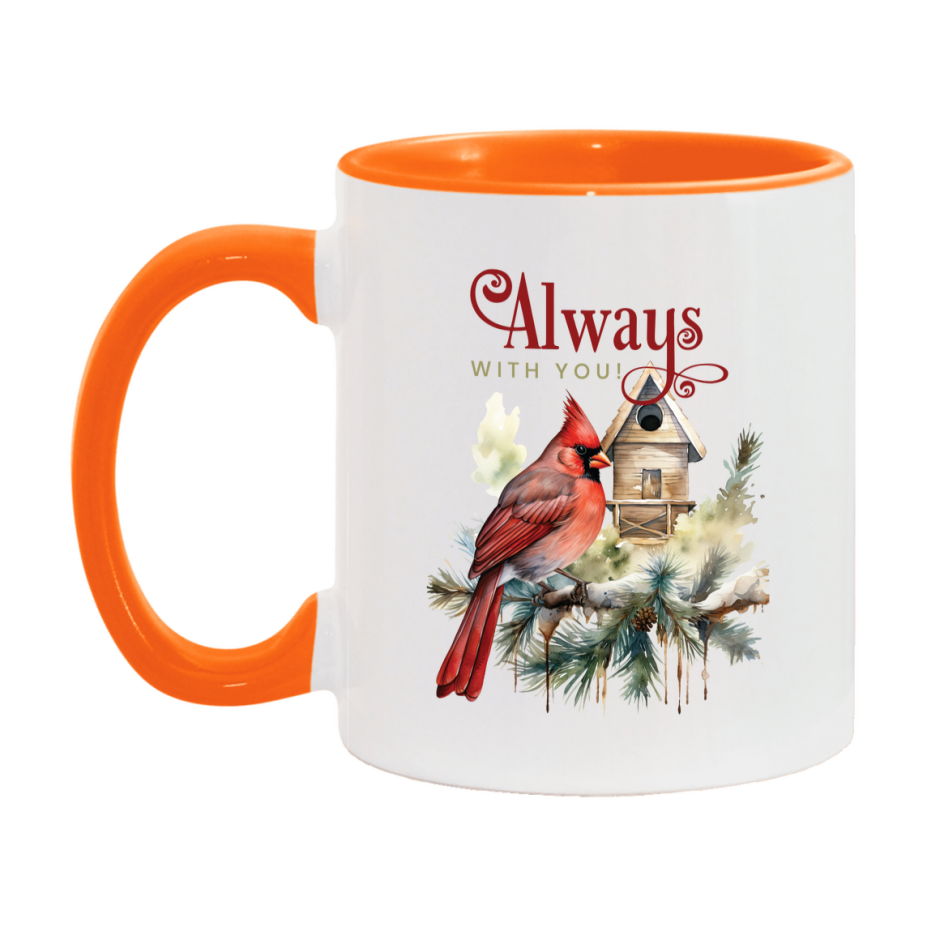 Red Cardinal Mug – Northern Red Cardinal Christmas Mug with Heartfelt Message, 11oz or 15oz White Ceramic Coffee Cup