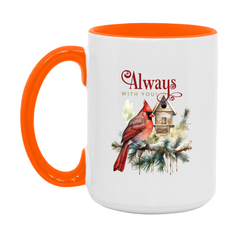 Red Cardinal Mug – Northern Red Cardinal Christmas Mug with Heartfelt Message, 11oz or 15oz White Ceramic Coffee Cup