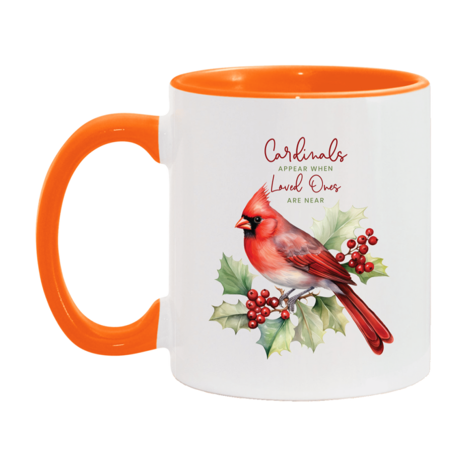 Red Cardinal Mug – Northern Red Cardinal Christmas Mug with Heartfelt Message, 11oz or 15oz White Ceramic Coffee Cup