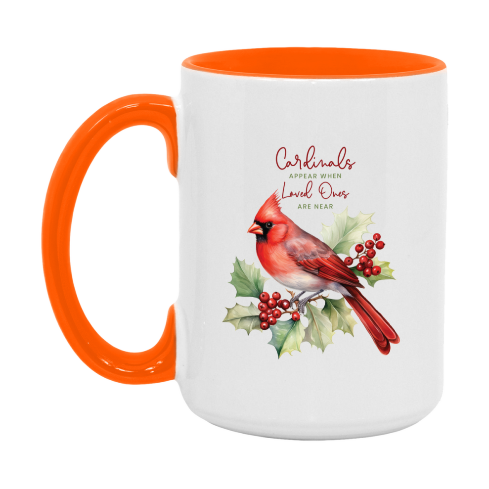 Red Cardinal Mug – Northern Red Cardinal Christmas Mug with Heartfelt Message, 11oz or 15oz White Ceramic Coffee Cup