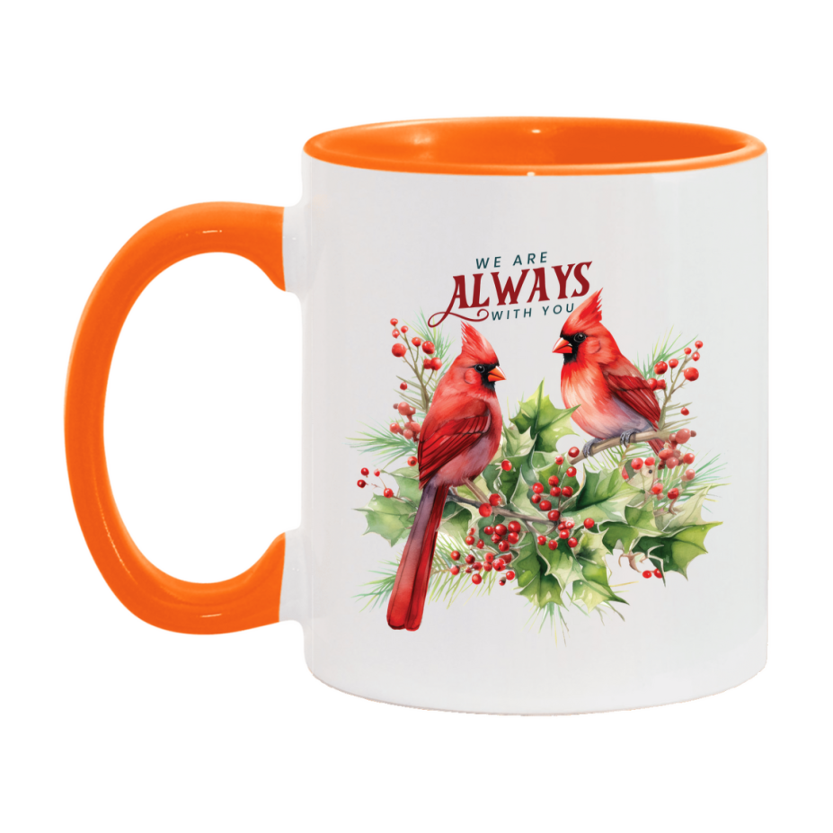 Red Cardinal Mug – Northern Red Cardinal Christmas Mug with Heartfelt Message, 11oz or 15oz White Ceramic Coffee Cup