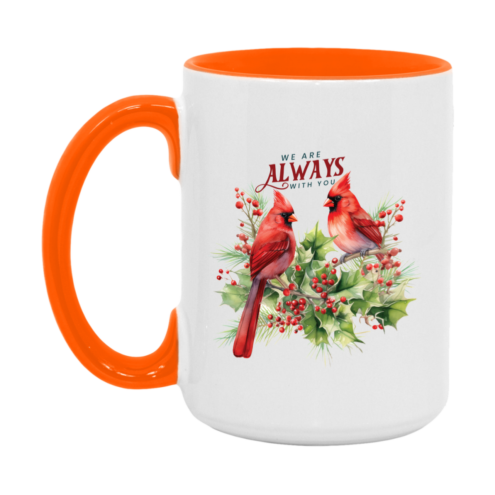 Red Cardinal Mug – Northern Red Cardinal Christmas Mug with Heartfelt Message, 11oz or 15oz White Ceramic Coffee Cup