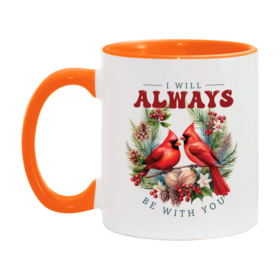 Red Cardinal Mug – Northern Red Cardinal Christmas Mug with Heartfelt Message, 11oz or 15oz White Ceramic Coffee Cup