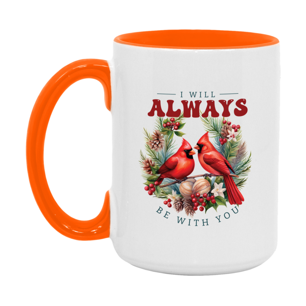 Red Cardinal Mug – Northern Red Cardinal Christmas Mug with Heartfelt Message, 11oz or 15oz White Ceramic Coffee Cup