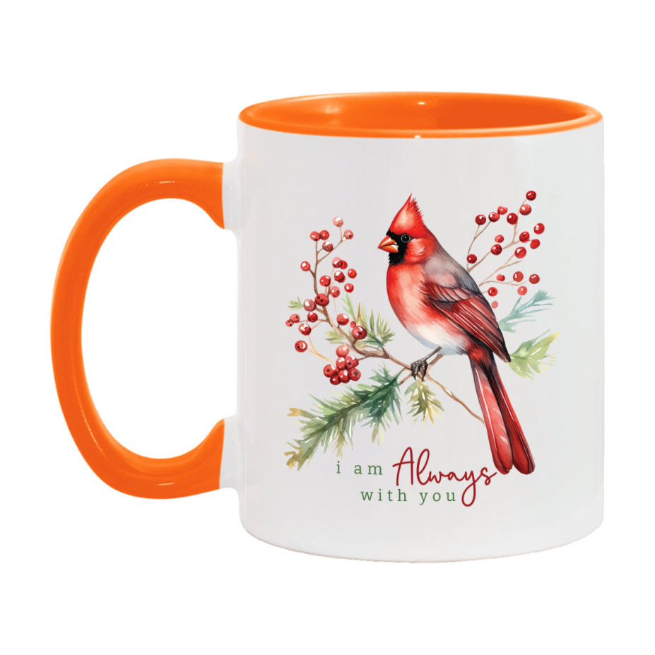 Red Cardinal Mug – Northern Red Cardinal Christmas Mug with Heartfelt Message, 11oz or 15oz White Ceramic Coffee Cup