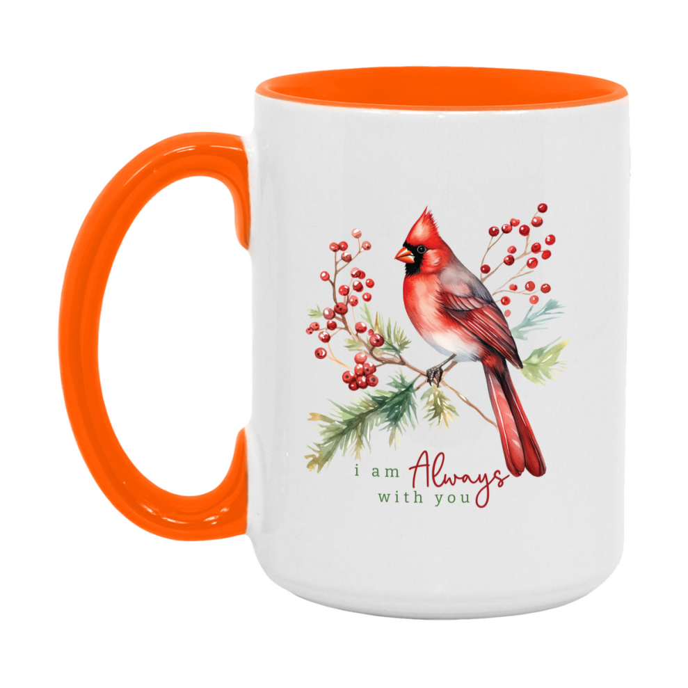Red Cardinal Mug – Northern Red Cardinal Christmas Mug with Heartfelt Message, 11oz or 15oz White Ceramic Coffee Cup