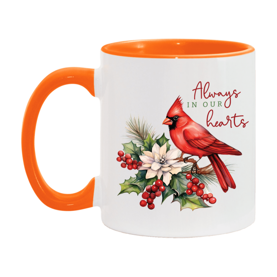 Red Cardinal Mug – Northern Red Cardinal Christmas Mug with Heartfelt Message, 11oz or 15oz White Ceramic Coffee Cup