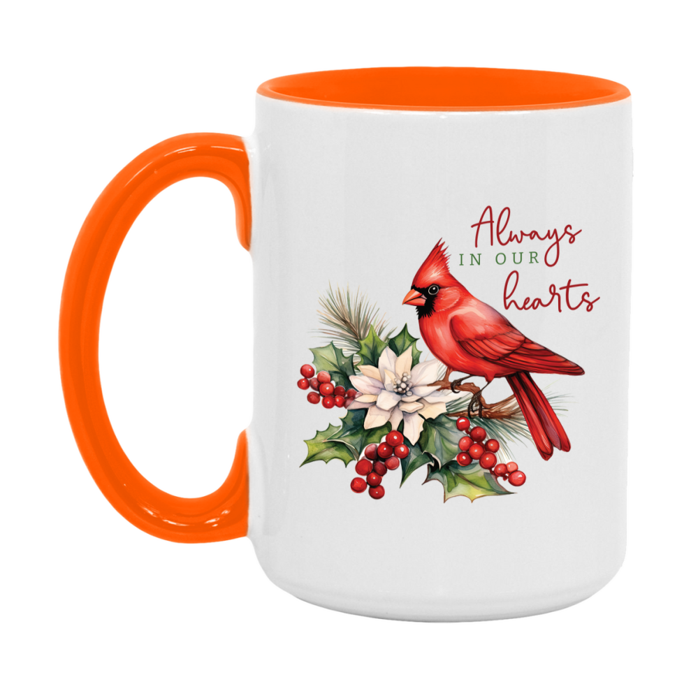 Red Cardinal Mug – Northern Red Cardinal Christmas Mug with Heartfelt Message, 11oz or 15oz White Ceramic Coffee Cup