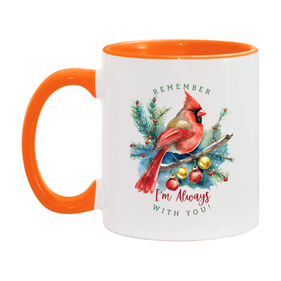 Red Cardinal Mug – Northern Red Cardinal Christmas Mug with Heartfelt Message, 11oz or 15oz White Ceramic Coffee Cup