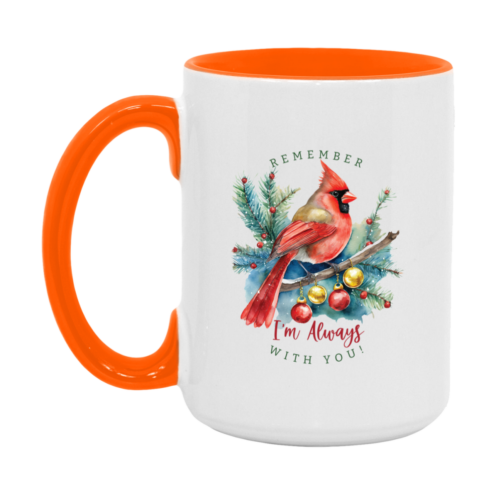 Red Cardinal Mug – Northern Red Cardinal Christmas Mug with Heartfelt Message, 11oz or 15oz White Ceramic Coffee Cup