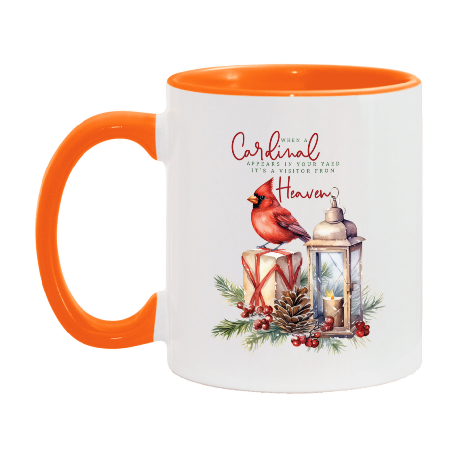 Red Cardinal Mug – Northern Red Cardinal Christmas Mug with Heartfelt Message, 11oz or 15oz White Ceramic Coffee Cup