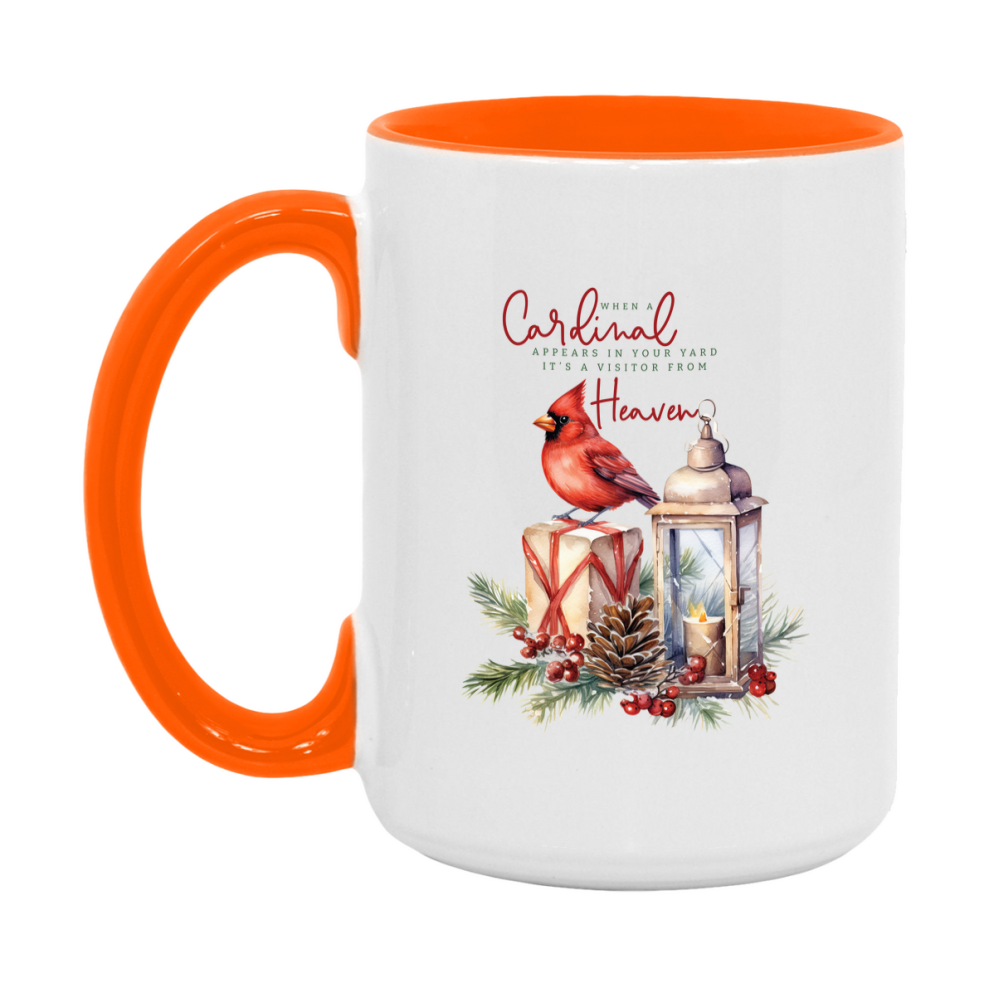 Red Cardinal Mug – Northern Red Cardinal Christmas Mug with Heartfelt Message, 11oz or 15oz White Ceramic Coffee Cup