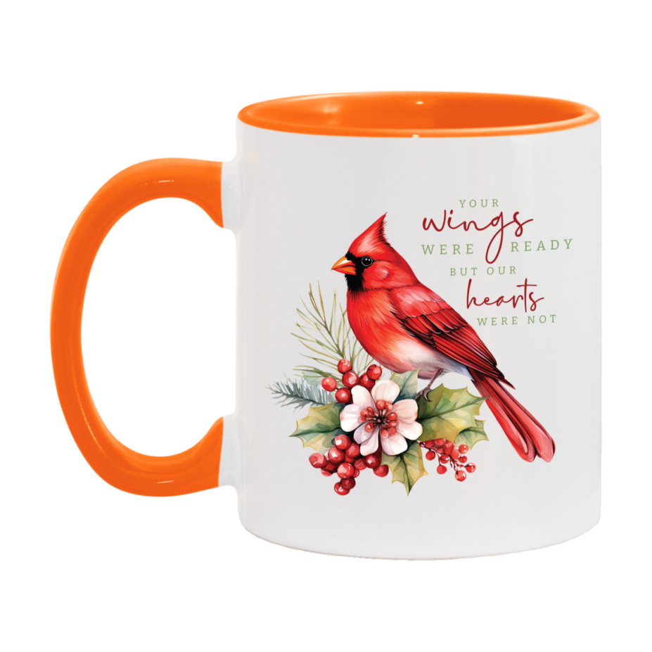 Red Cardinal Mug – Northern Red Cardinal Christmas Mug with Heartfelt Message, 11oz or 15oz White Ceramic Coffee Cup