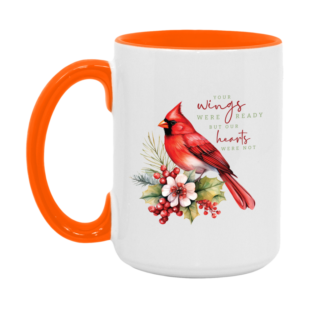 Red Cardinal Mug – Northern Red Cardinal Christmas Mug with Heartfelt Message, 11oz or 15oz White Ceramic Coffee Cup