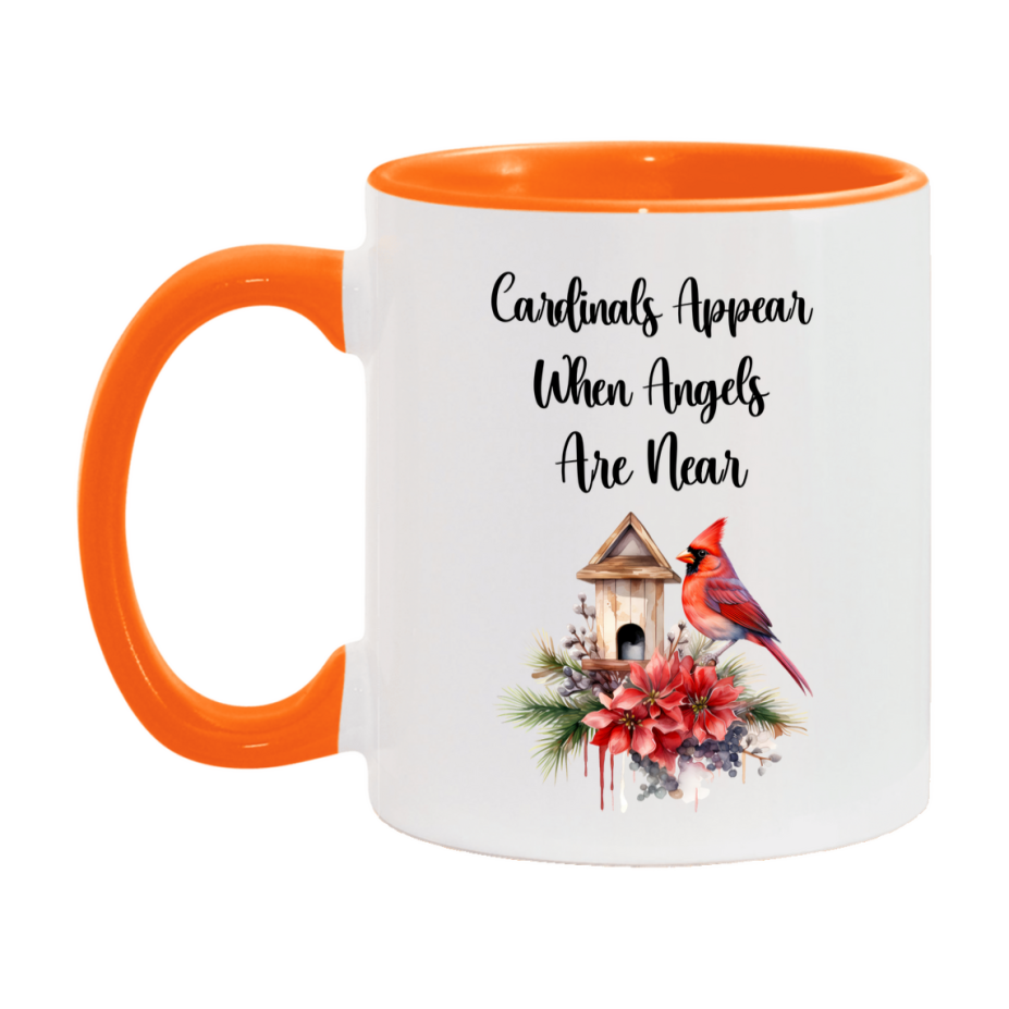 Red Cardinal Mug – "Cardinals Appear When Angels Are Near," 11oz or 15oz Ceramic Christmas Coffee Mug Gift for Cardinal Lovers