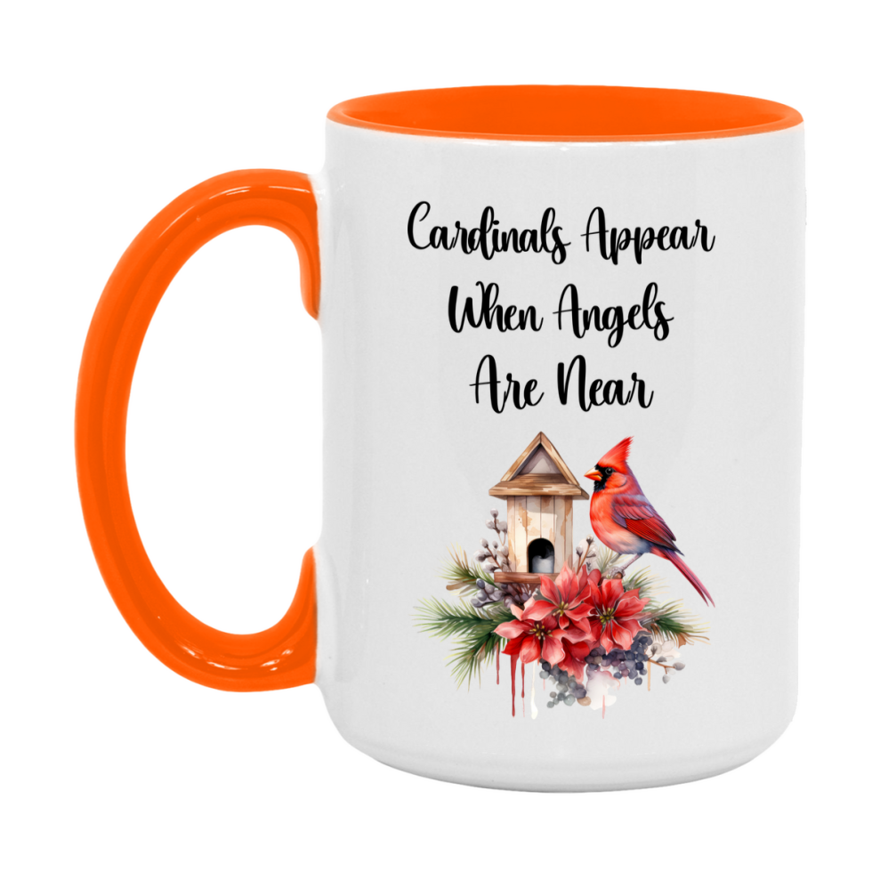 Red Cardinal Mug – "Cardinals Appear When Angels Are Near," 11oz or 15oz Ceramic Christmas Coffee Mug Gift for Cardinal Lovers