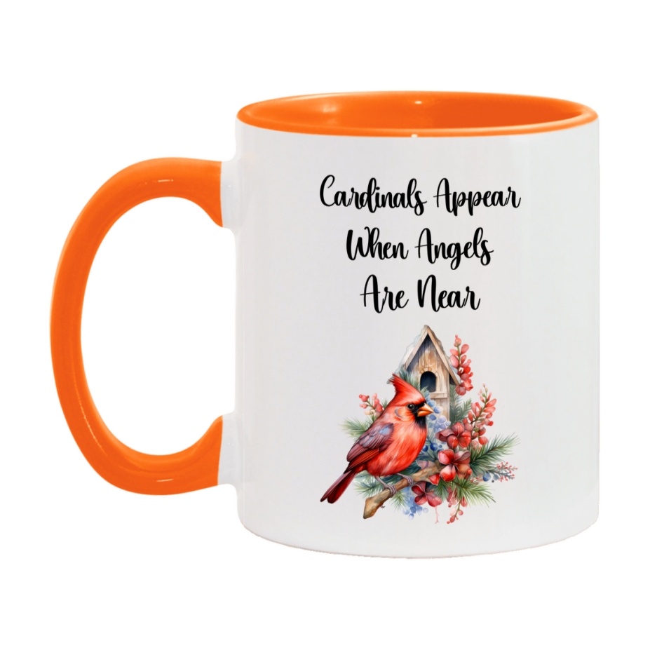 Red Cardinal Mug – "Cardinals Appear When Angels Are Near," 11oz or 15oz Ceramic Christmas Coffee Mug Gift for Cardinal Lovers