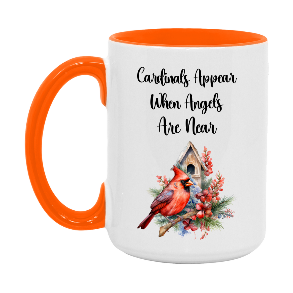 Red Cardinal Mug – "Cardinals Appear When Angels Are Near," 11oz or 15oz Ceramic Christmas Coffee Mug Gift for Cardinal Lovers