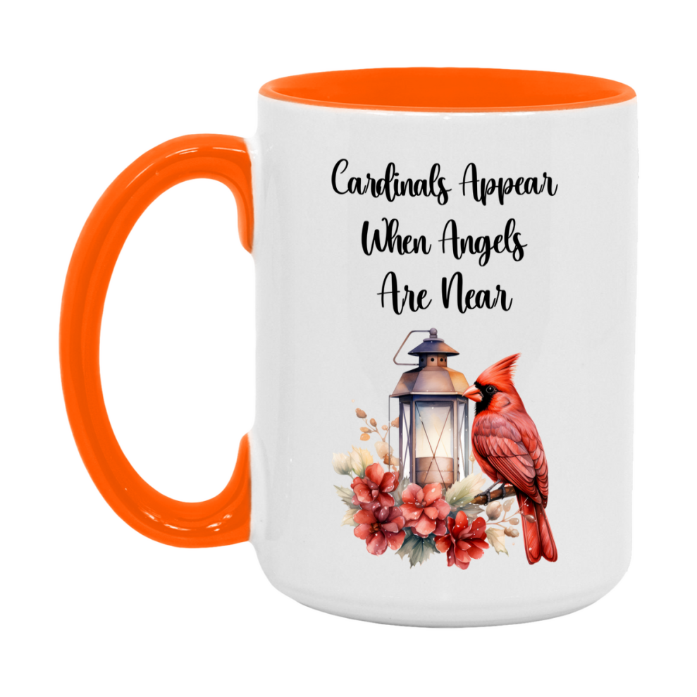 Red Cardinal Mug – "Cardinals Appear When Angels Are Near," 11oz or 15oz Ceramic Christmas Coffee Mug Gift for Cardinal Lovers